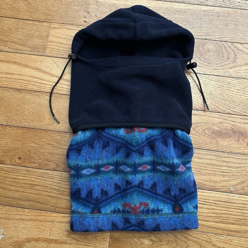 Vintage Fleece Balaclava Gaiter Geometric Neck Adjustable Hood Ski Snow